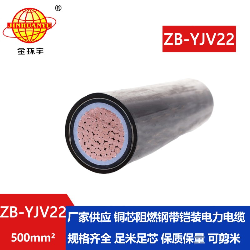 金环宇电缆 阻燃电缆yjv22铠装电缆ZB-YJV22-500平方 单芯