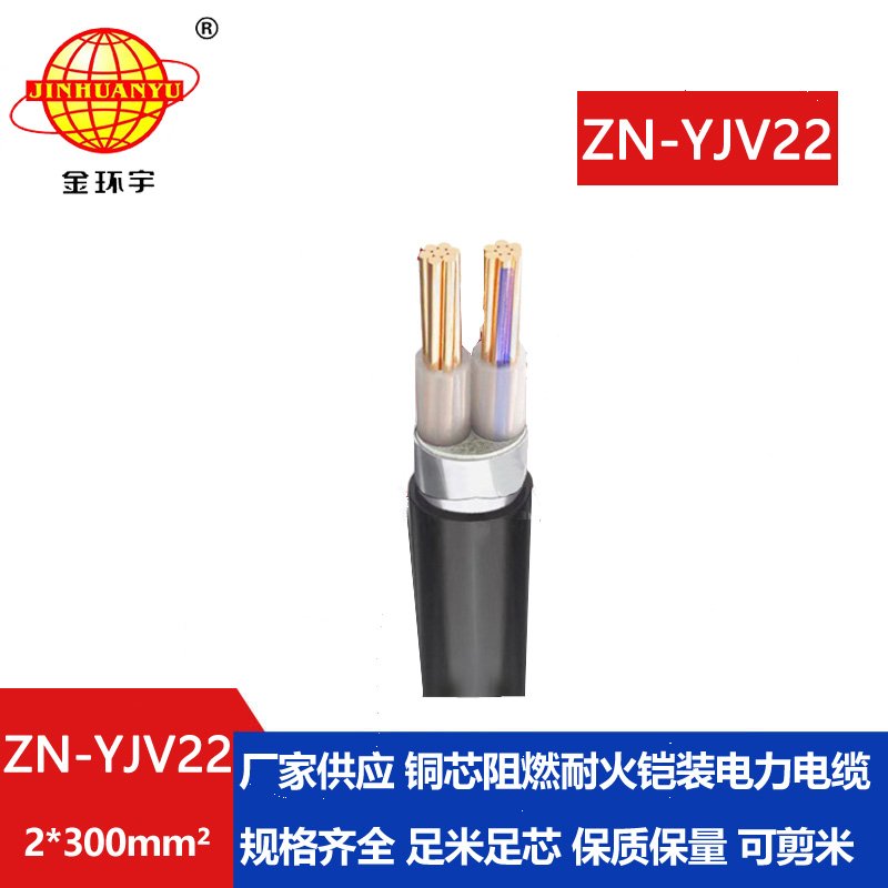 金环宇电缆 多芯阻燃耐火铠装电缆ZN-YJV22-2X300平